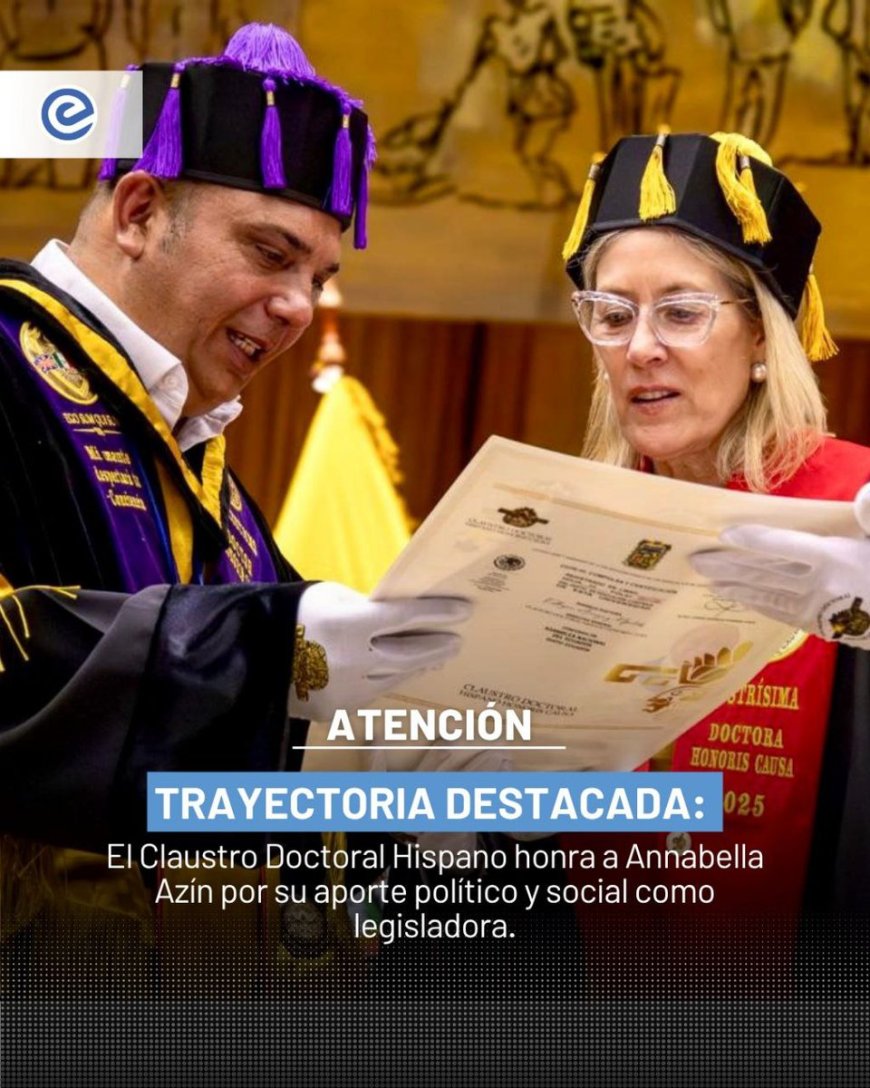 🔵Ejemplo de vocación: Annabella Azín es reconocida internacionalmente por su labor social. El Honoris Causa reafirma su papel clave en la transformación educativa y sanitaria del Ecuador.