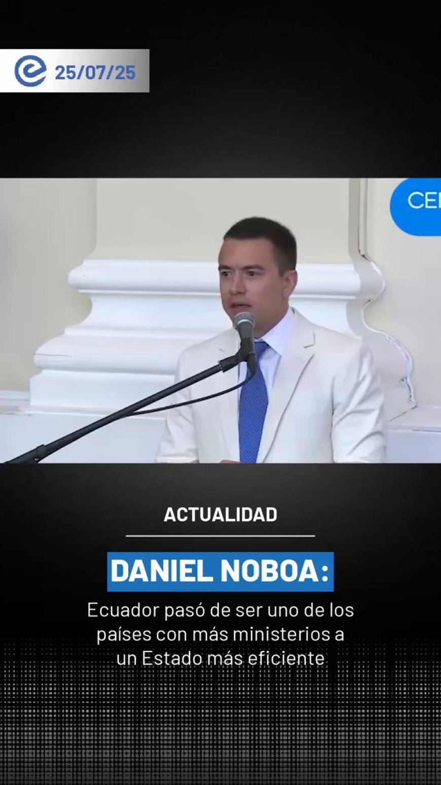 Noboa afirma que Ecuador reduce el número de ministerios