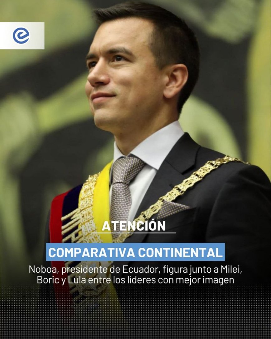 🔵 Daniel Noboa se consolida como uno de los 5 presidentes mejor calificados de Sudamérica, según CB Consultora Opinión Pública. Su enfoque firme, moderno y eficiente empieza a dar resultados que la ciudadanía valora. #ElNuevoEcuador