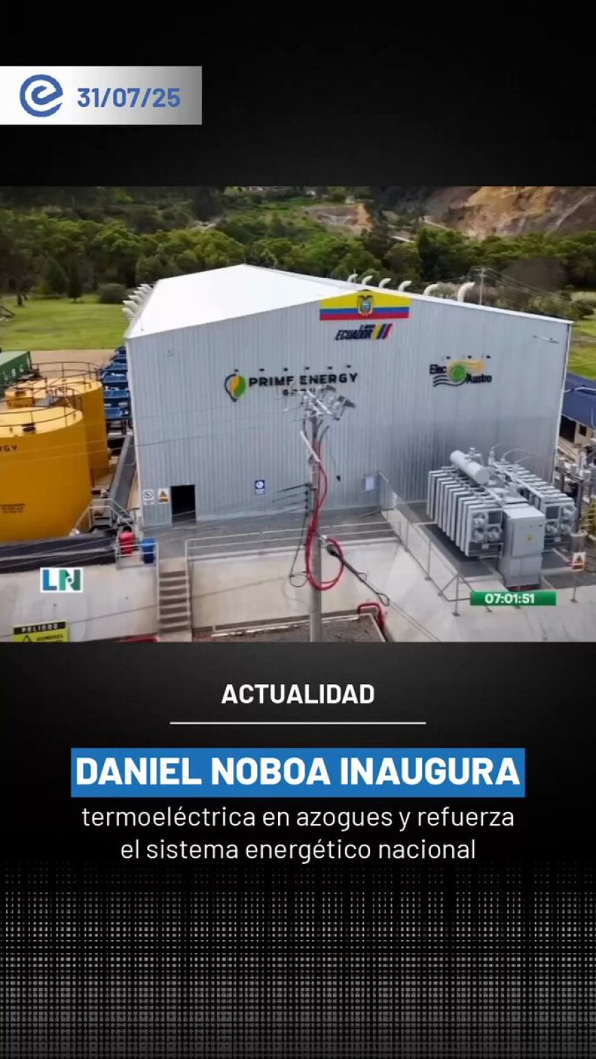 🔵 El presidente Daniel Noboa inauguró una nueva central termoeléctrica en Azogues, provincia del Cañar. Un paso clave para reforzar el sistema energético del país. #EnergíaParaEcuador #DanielNoboa
