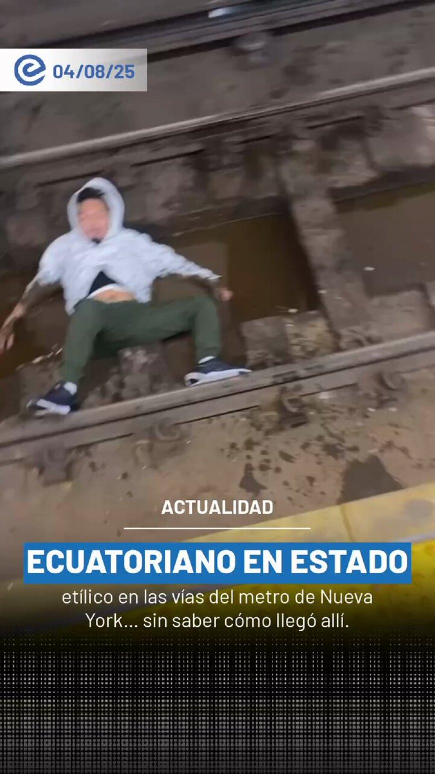 Joven ecuatoriano rescatado del metro de Nueva York en estado de ebriedad