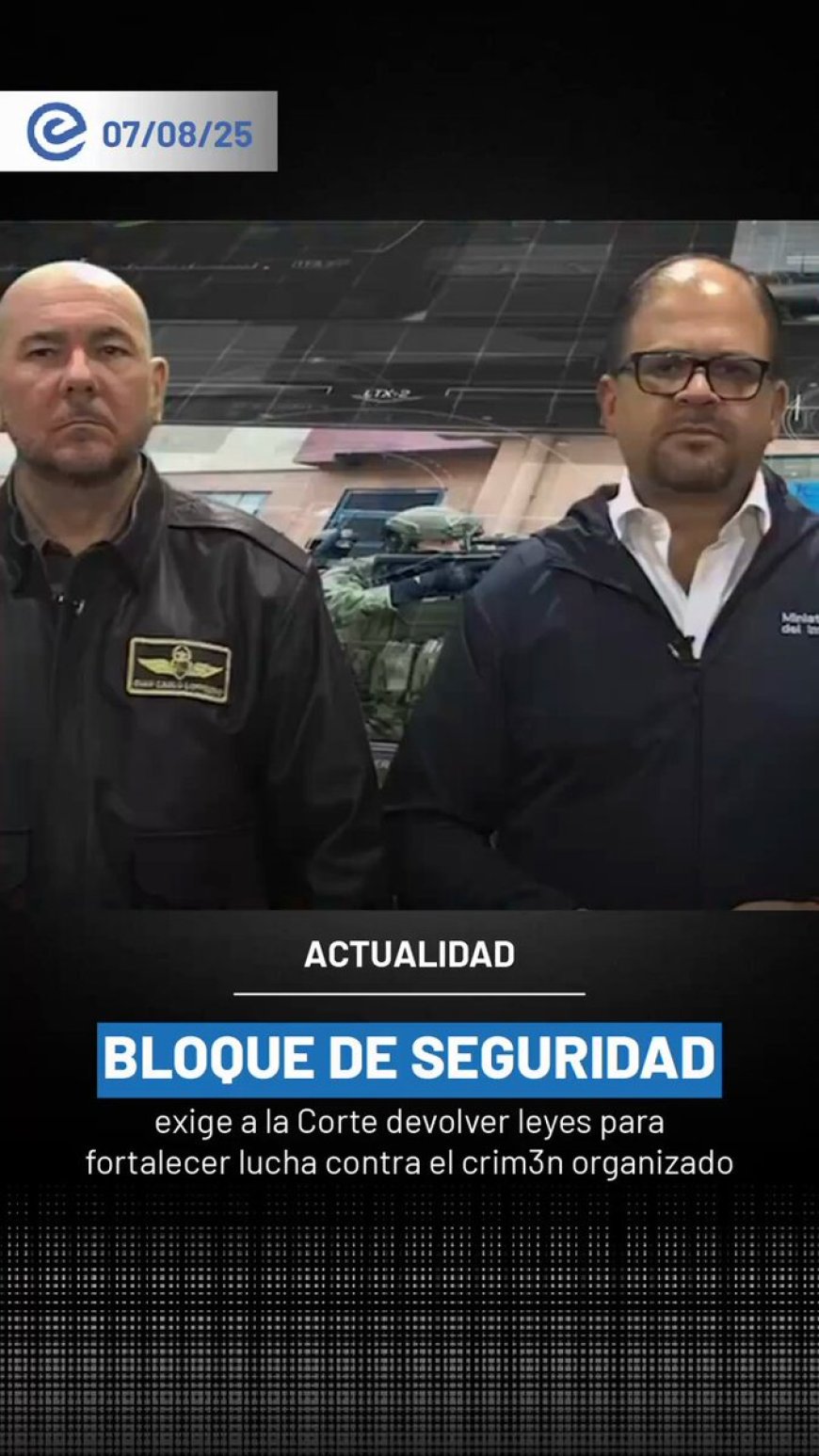 Bloque de Seguridad pide a la Corte Constitucional devolver leyes para proteger a ecuatorianos