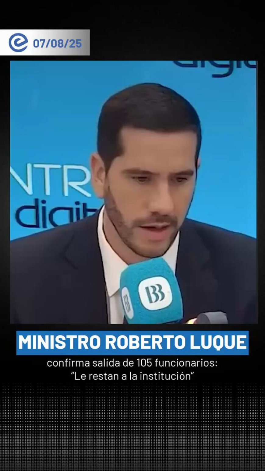 Roberto Luque confirma desvinculación de 105 funcionarios del MTOP