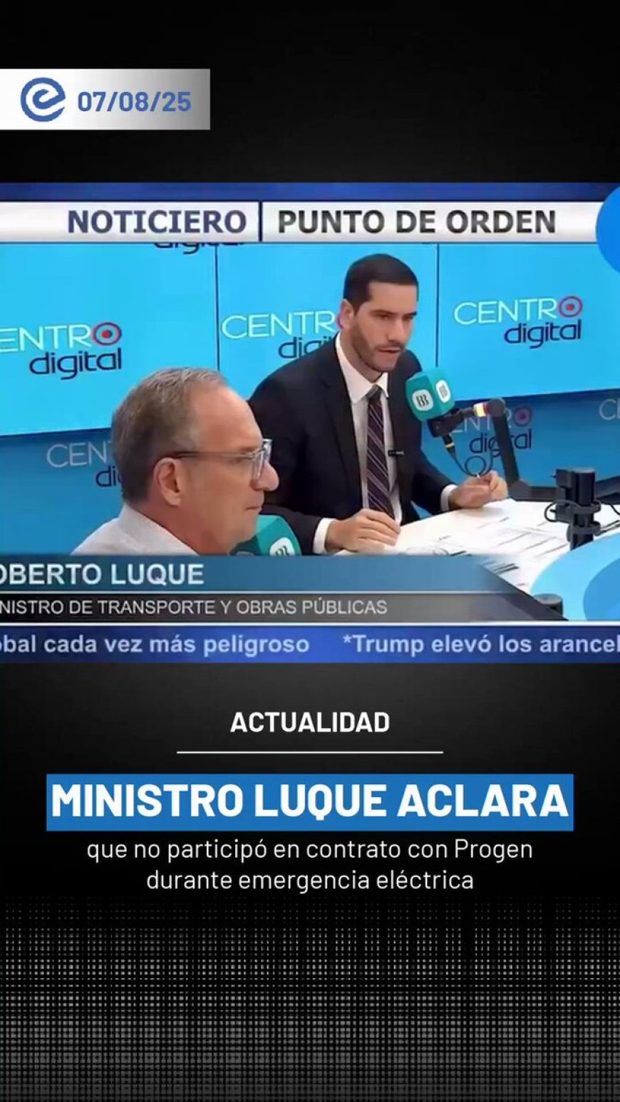 Roberto Luque niega participación en contrato de Progen durante emergencia eléctrica