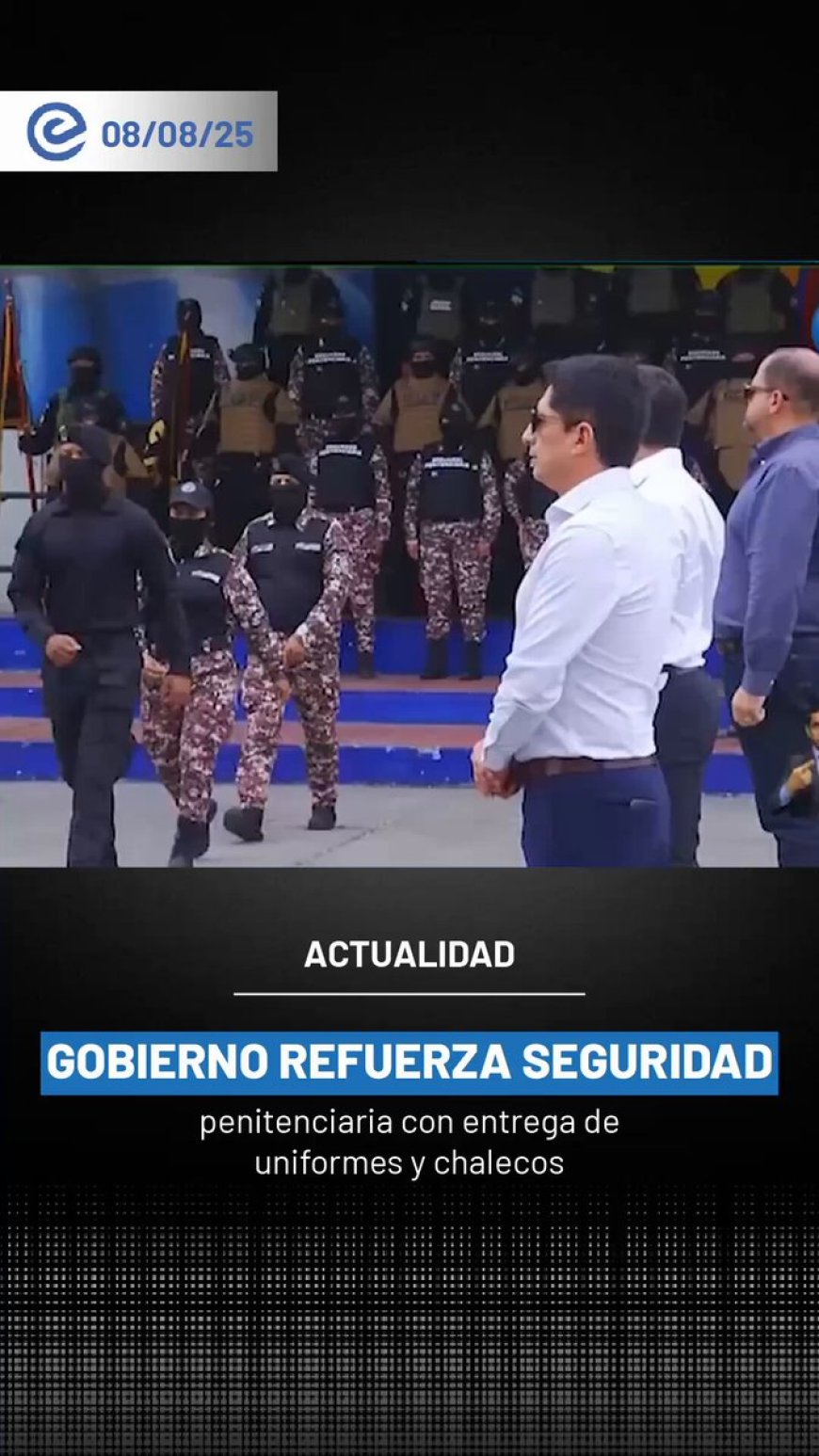 🔵 En Guayaquil, el presidente Daniel Noboa lideró la entrega de uniformes y chalecos balísticos a los agentes penitenciarios, reforzando su compromiso con la seguridad en los centros de privación de libertad.