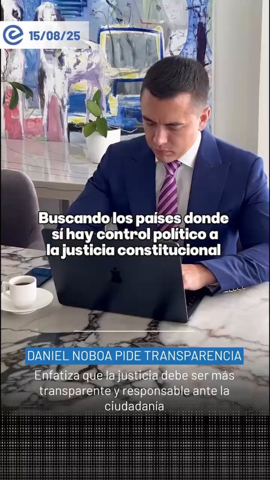 🔵 El presidente Daniel Noboa responde a sus críticos sobre el control político al sistema judicial: “En el mundo: los jueces constitucionales rinden cuentas. En Ecuador: se dan una palmadita y siguen ejerciendo”.