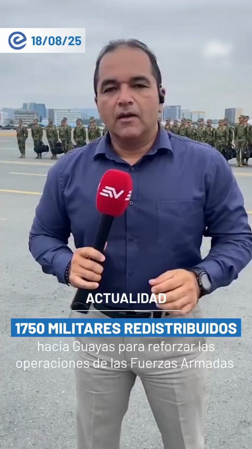 🔵 Refuerzo total en Guayas: 1 700 militares fueron redistribuidos para fortalecer las operaciones de las FF.AA. y el bloque de seguridad. Parte llegó en 3 vuelos a Guayaquil, otro contingente por vía terrestre.