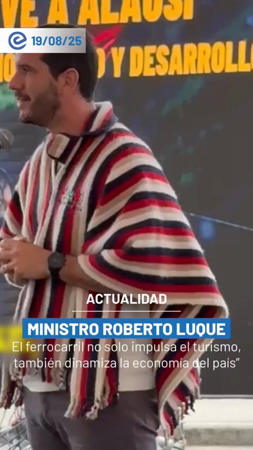 🔵 El tren vuelve a Alausí: El ministro Roberto Luque inauguró el tramo ferroviario Alausí – Nariz del Diablo, resaltando que el ferrocarril no solo impulsa el turismo, sino que es un verdadero dinamizador de la economía nacional.