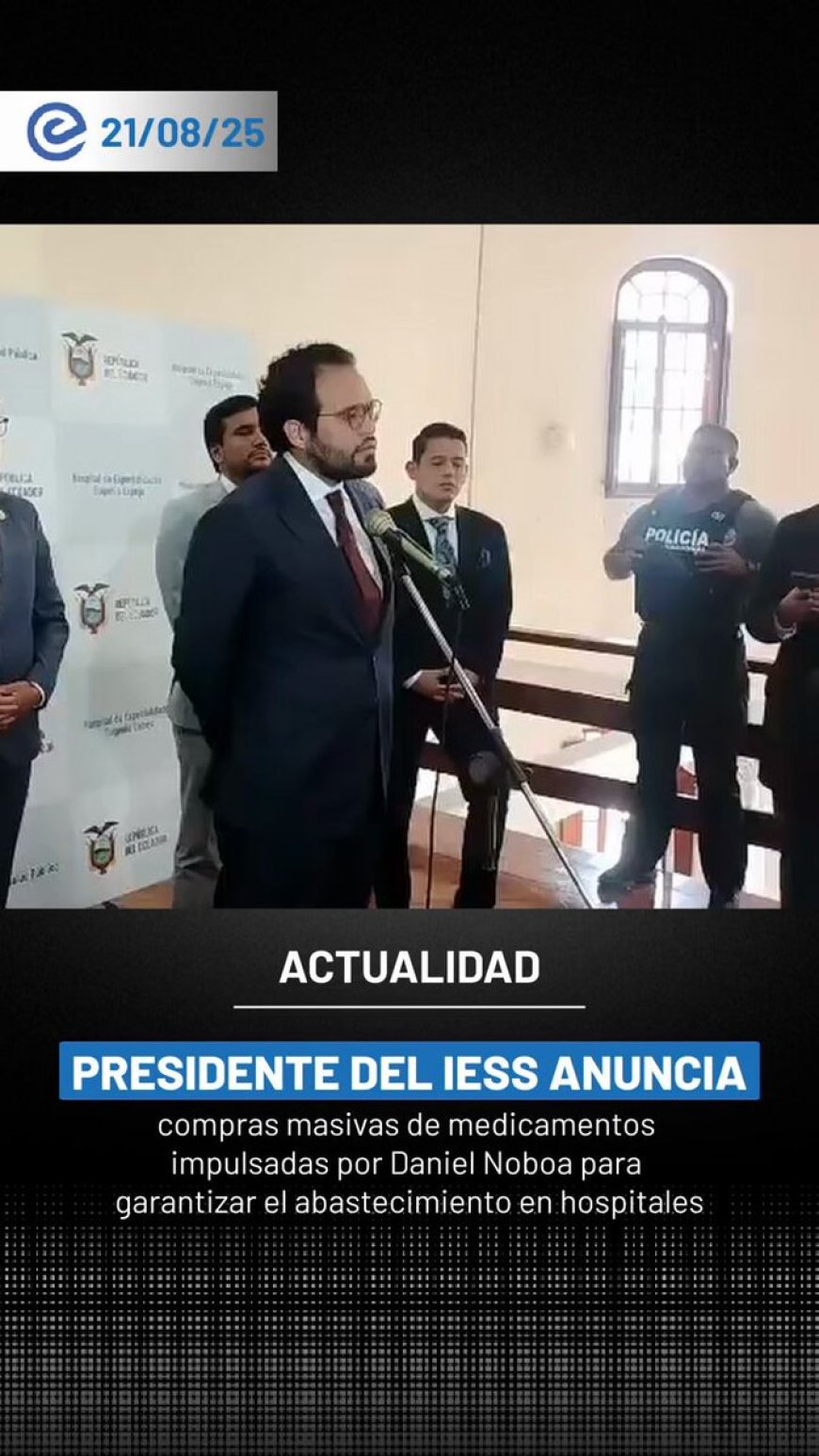 🔵 El presidente del IESS, Edgar Lama, anunció el inicio de compras masivas de medicamentos, impulsadas por Daniel Noboa. El objetivo: terminar con el modelo “dañado y perverso” heredado y garantizar abastecimiento en hospitales.