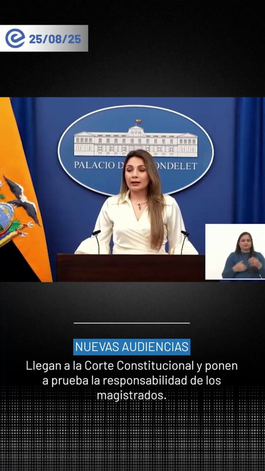🔵 La Corte Constitucional arranca audiencias públicas sobre las leyes promovidas por el Gobierno. Carolina Jaramillo confía: “Los magistrados tienen una responsabilidad enorme con los ecuatorianos”.