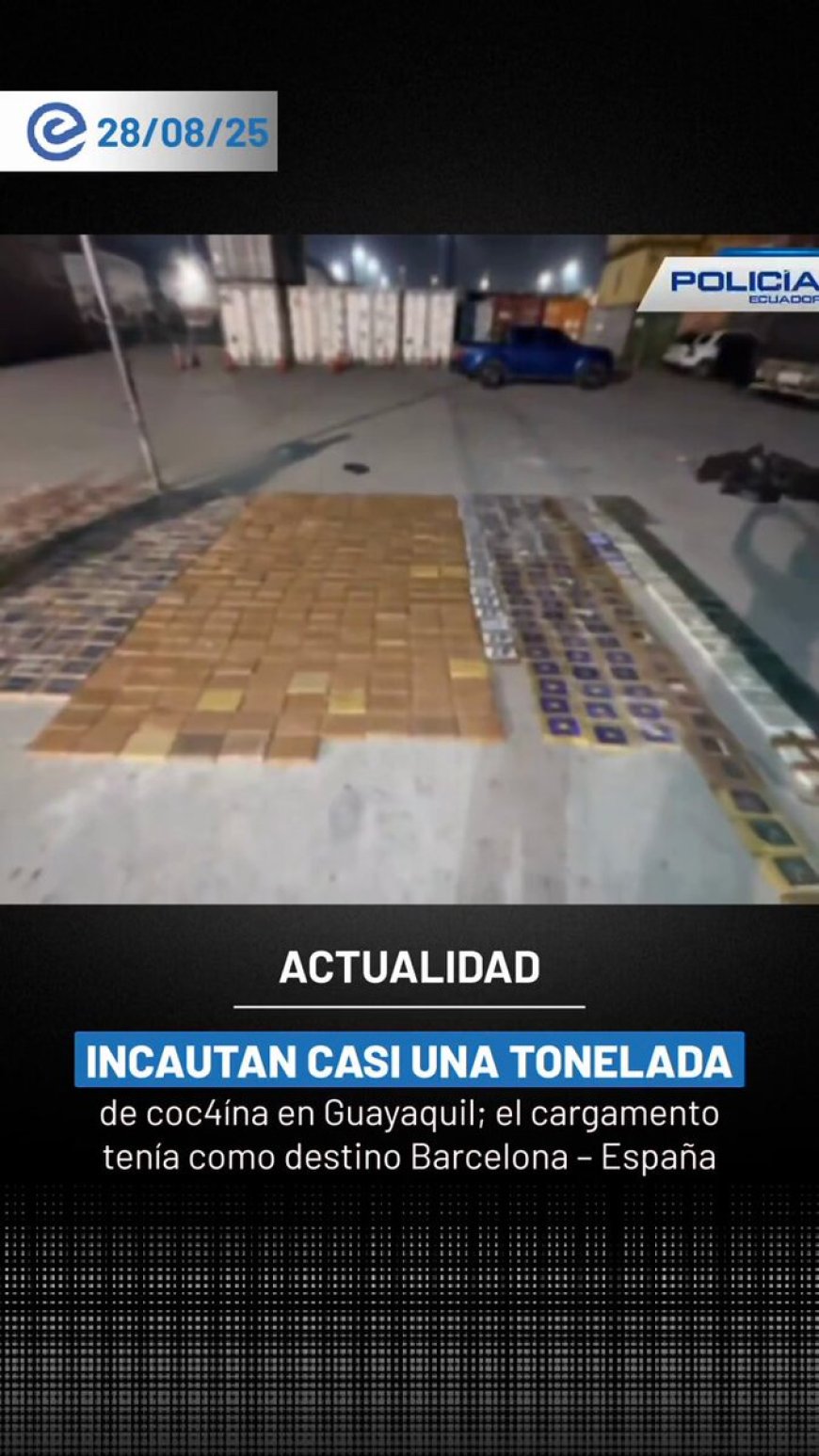 🔵 Golpe al narcotráfico | La Policía Nacional incautó casi una tonelada de cocaína en un contenedor contaminado en Guayaquil