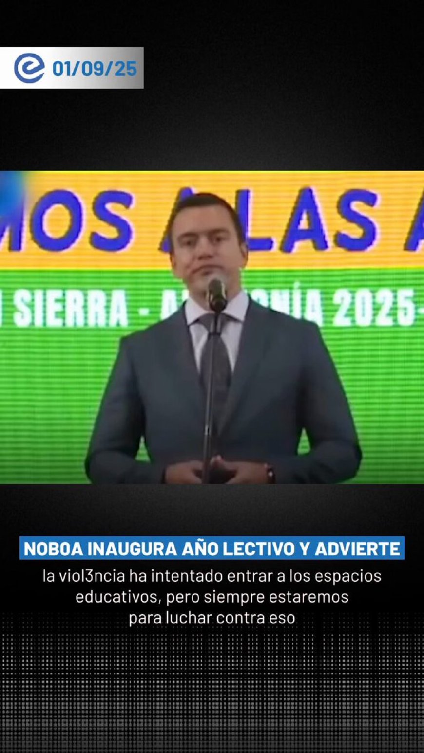Daniel Noboa inaugura año lectivo 2025-2026 en Quito | Anuncia medidas de seguridad en colegios