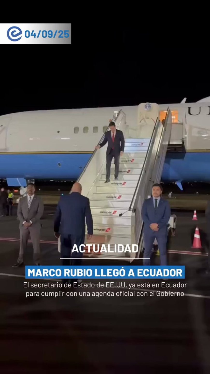 Marco Rubio llega a Ecuador: Encuentro con la Canciller Sommerfeld bajo estricta seguridad