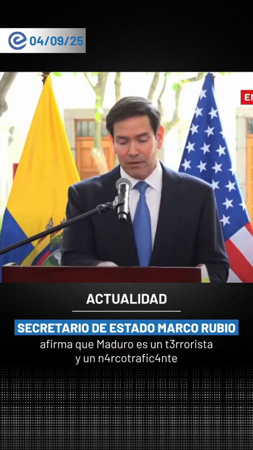 Marco Rubio califica a Nicolás Maduro de narcotraficante prófugo en visita a Quito