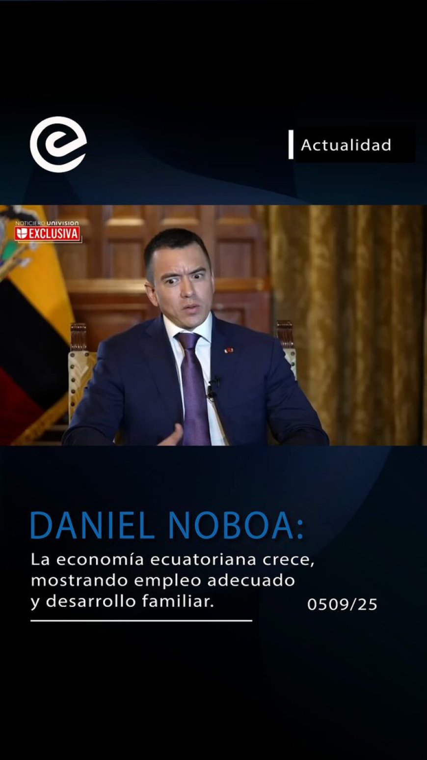 🔵 Daniel Noboa destacó que, pese a la crisis de seguridad, Ecuador mantiene un ritmo económico positivo: 4% de crecimiento en el primer semestre y una proyección del 5% en el segundo.