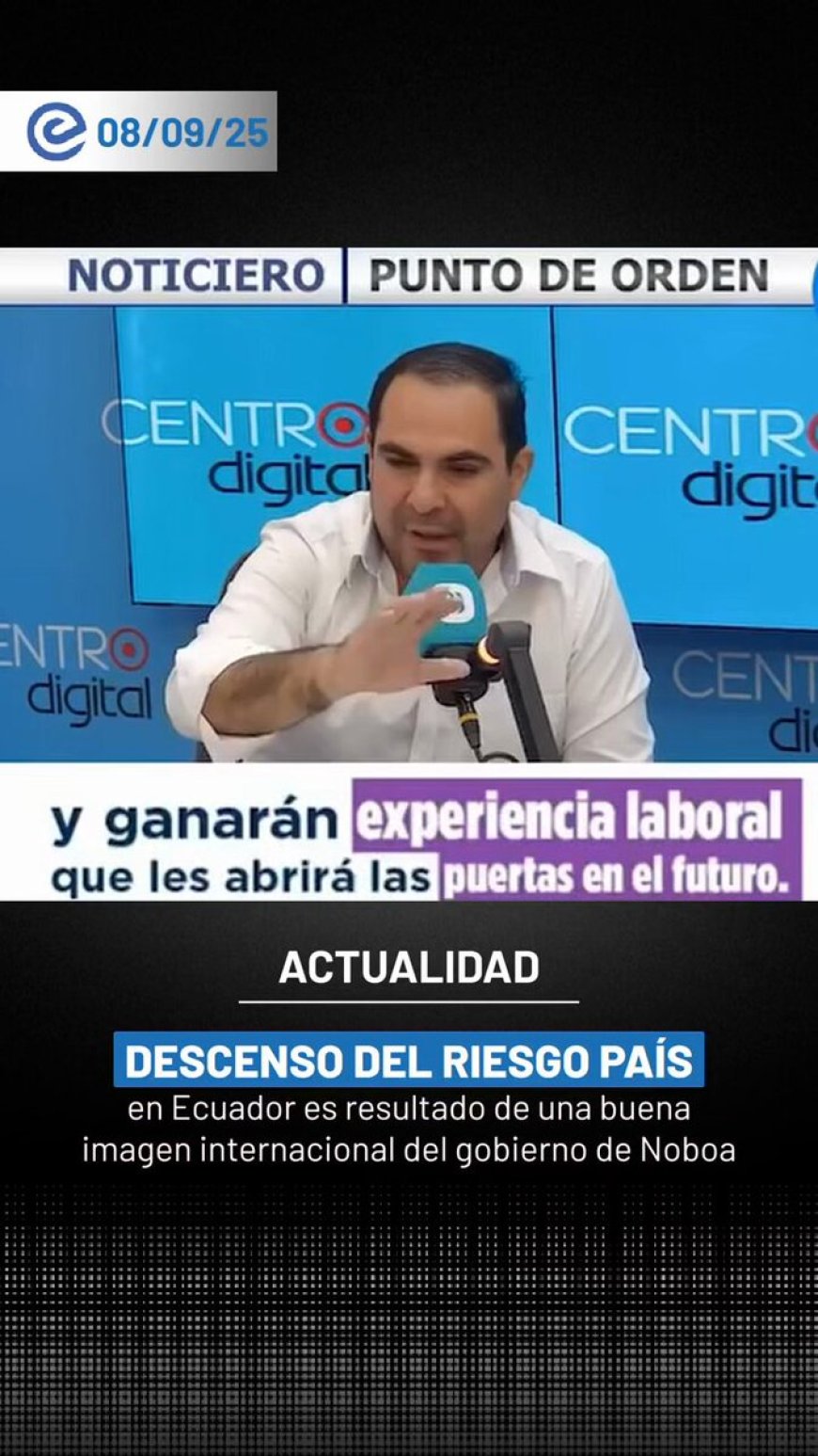 🔵 Buenas noticias para Ecuador: El Riesgo País cayó a poco más de 700 puntos, su nivel más bajo en 3 años. Esto mejora la imagen internacional y abre las puertas al financiamiento multilateral.