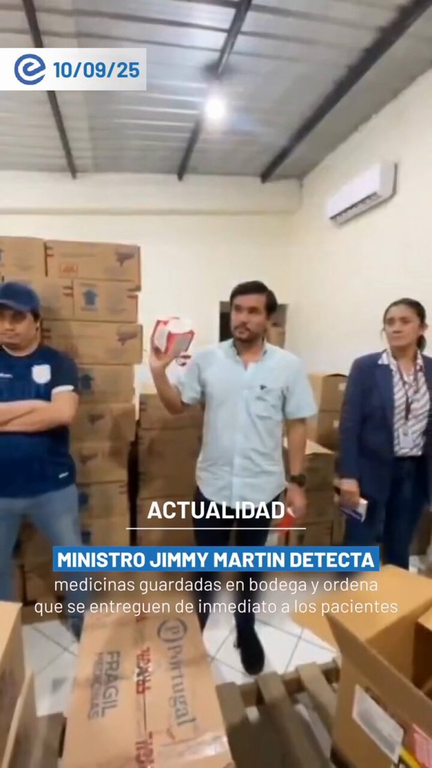 🔵 El ministro de Salud, Jimmy Martin, denunció en Manabí un hallazgo alarmante: medicinas guardadas en bodega mientras a los pacientes se les obliga a comprar en farmacias privadas.
