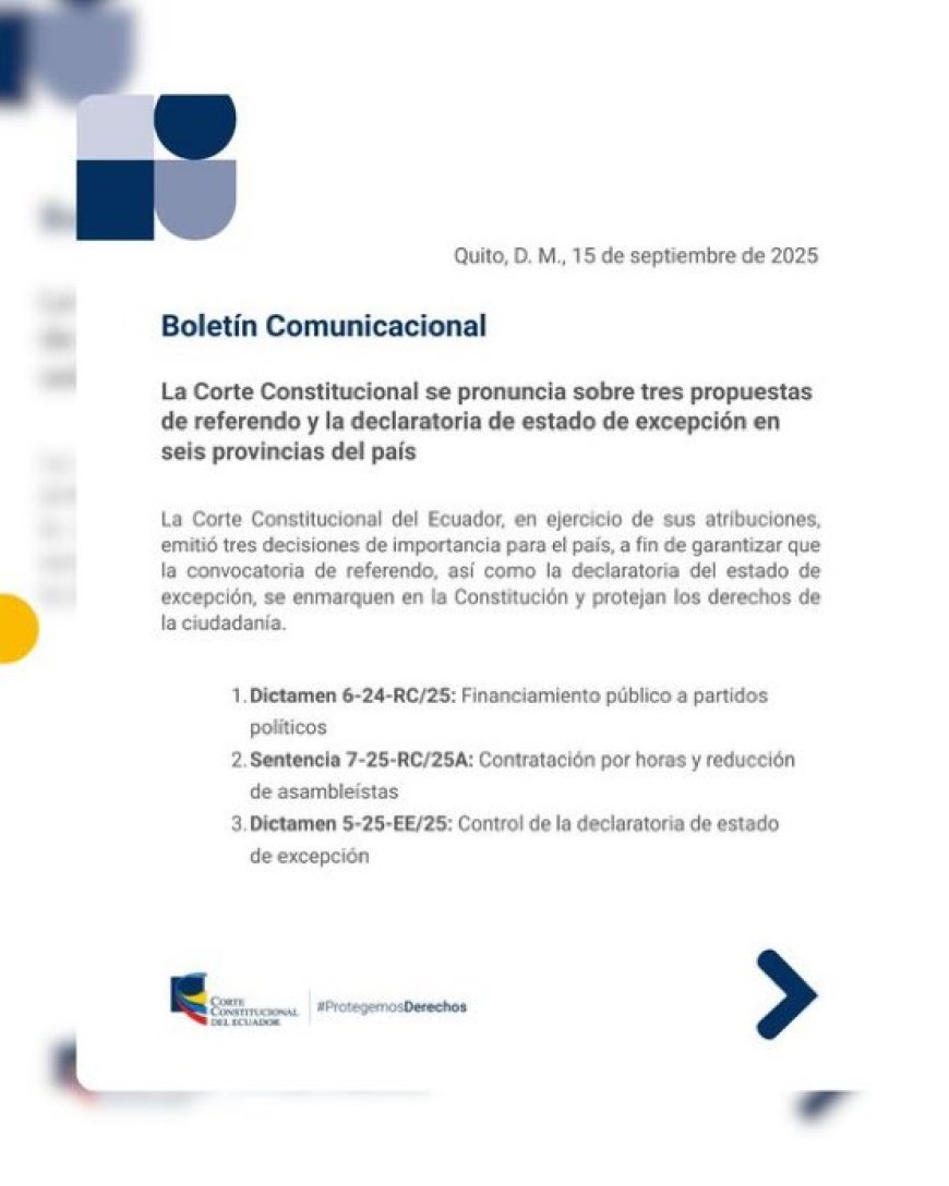 Corte Constitucional aprueba preguntas para referendo sobre financiamiento a partidos y contratación por horas | Bloquea reducción de asambleístas