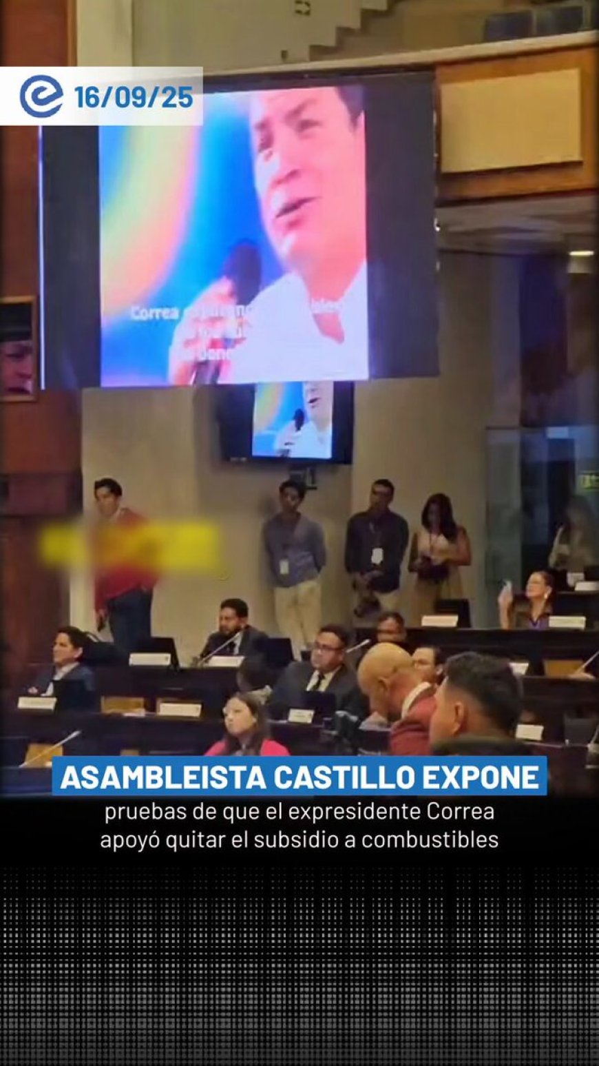 Asambleísta Castillo recuerda defensa de Correa a eliminación de subsidios