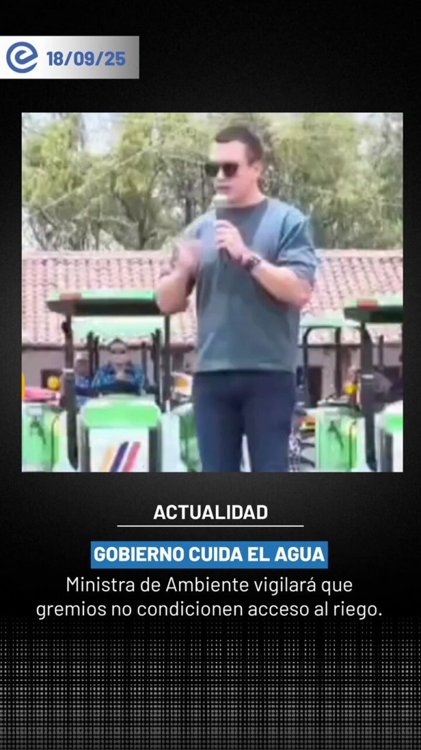 🔵 El presidente Daniel Noboa ordena a la ministra Inés Manzano vigilar que gremios no corten el agua de riego a comunidades. Quienes lo hagan serán procesados por terrorismo.