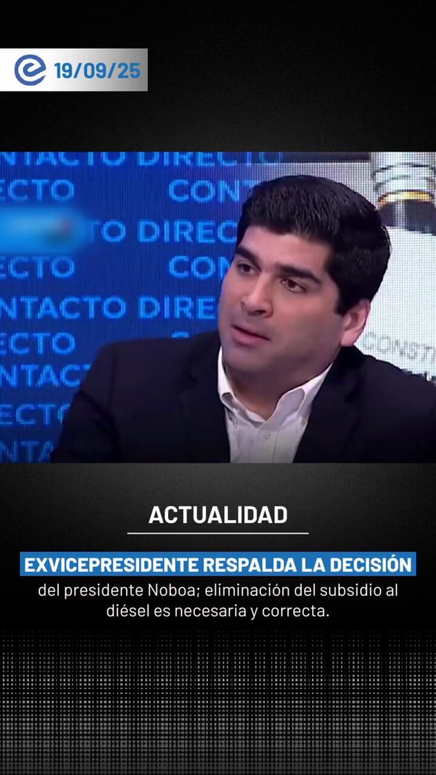 Otto Sonnenholzner califica como acertada la eliminación del subsidio al diésel en Ecuador