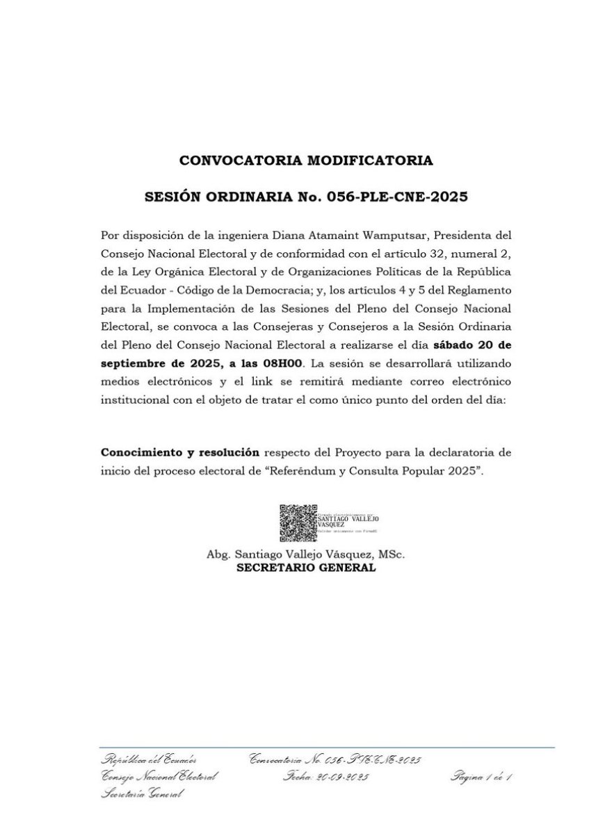 CNE sesionará este sábado sobre convocatoria a Constituyente El Pleno del Consejo Nacional Electoral (CNE) se reunirá este sábado, a las 08:00, en modalidad virtual, para tratar la convocatoria realizada por el presidente de la República a una consulta popular que definiría la instalación de una Asamblea Constituyente.
