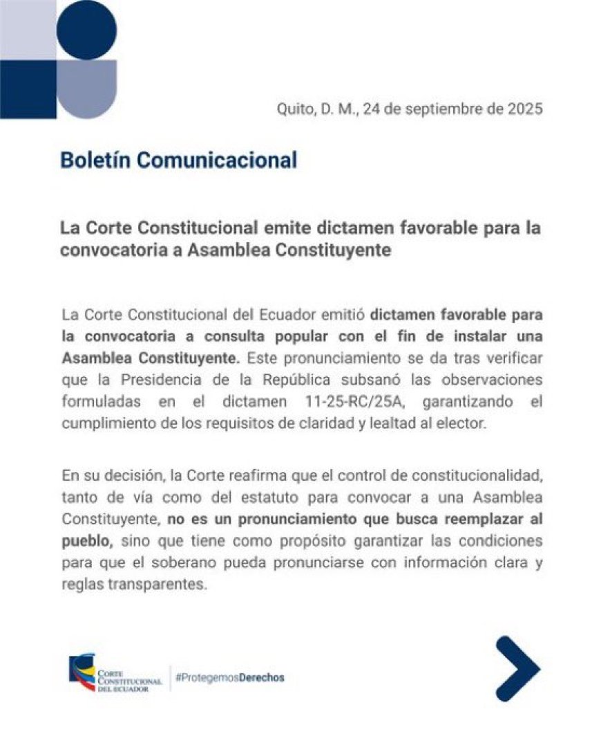 Corte Constitucional da luz verde a consulta sobre Asamblea Constituyente en Ecuador