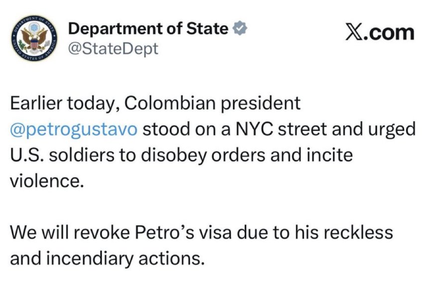 Tensión Diplomática: EE.UU. amenaza con revocar visa a Petro por incitar a la desobediencia militar