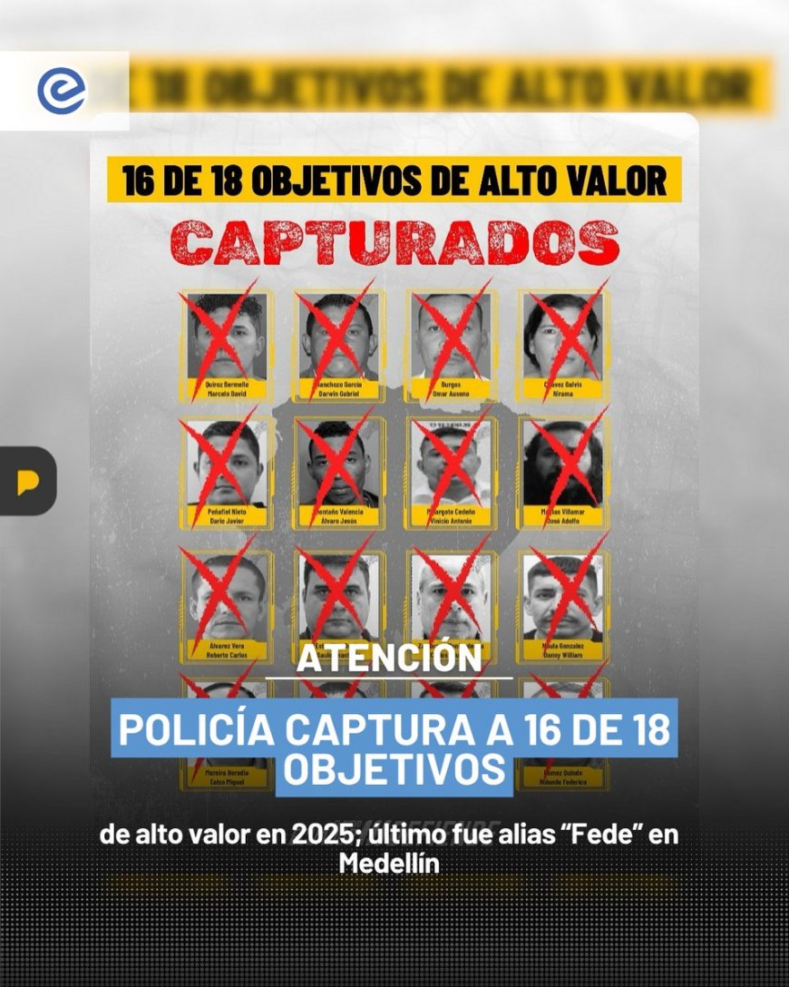 Captura de alias Fede en Medellín reduce lista de capos fugados en Ecuador