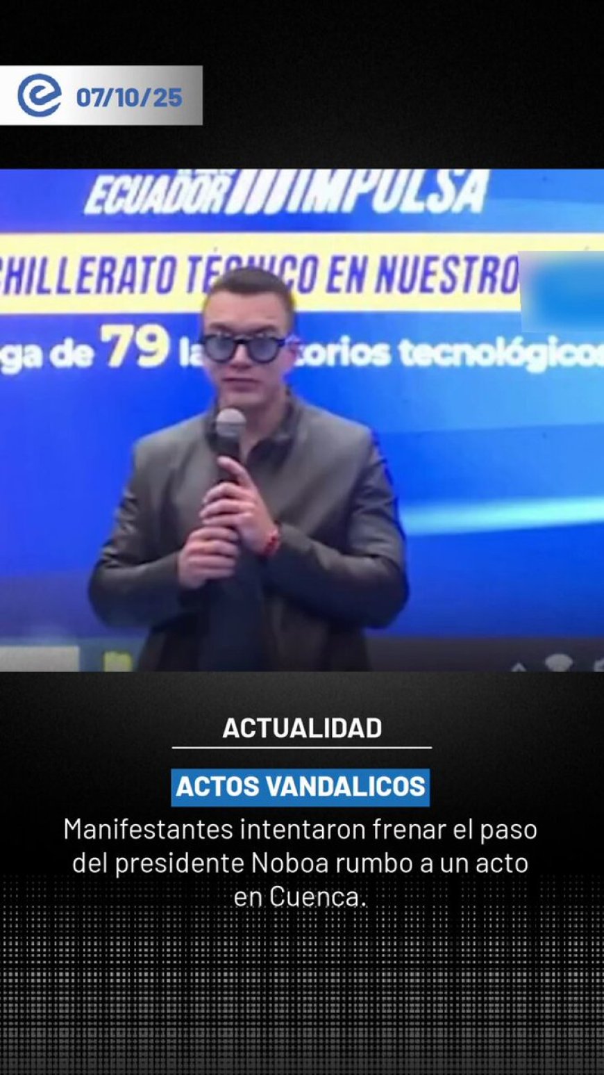 Presidente Noboa denuncia intento de bloqueo en su llegada a Cuenca