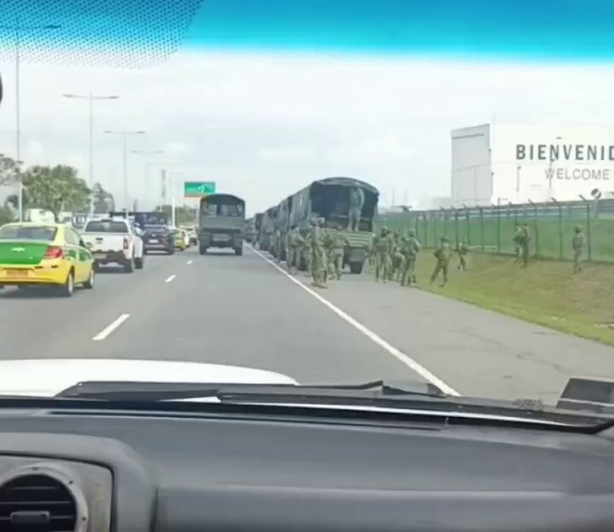 Convoy militar está listo para salir desde Tababela hacía Ibarra. Transporta alimentos, medicina y gas.