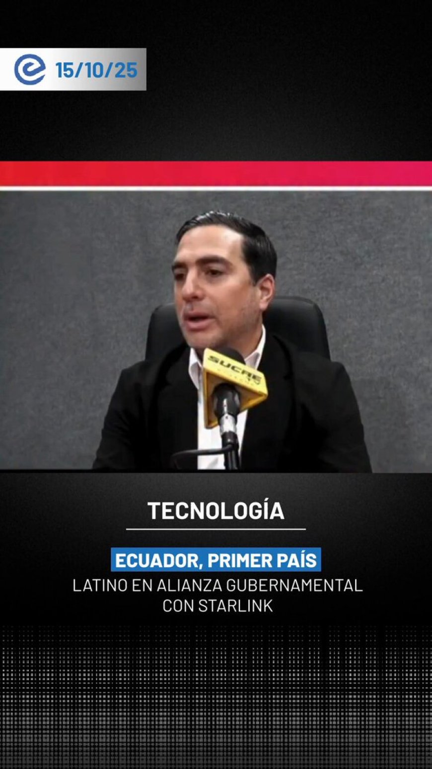 🔵 Roberto Kury anunció que Ecuador se convirtió en el primer país de Latinoamérica en firmar un acuerdo comercial a nivel de gobierno con la empresa estadounidense Starlink. El convenio permitirá ampliar la cobertura de internet en zonas rurales y localidades apartadas.