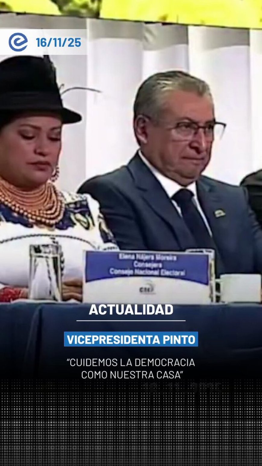 🔵 La vicepresidenta María José Pinto inauguró la jornada de Consulta Popular y Referéndum con un llamado a fortalecer la institucionalidad, afirmando que “la democracia se cuida como se cuida nuestra casa”.