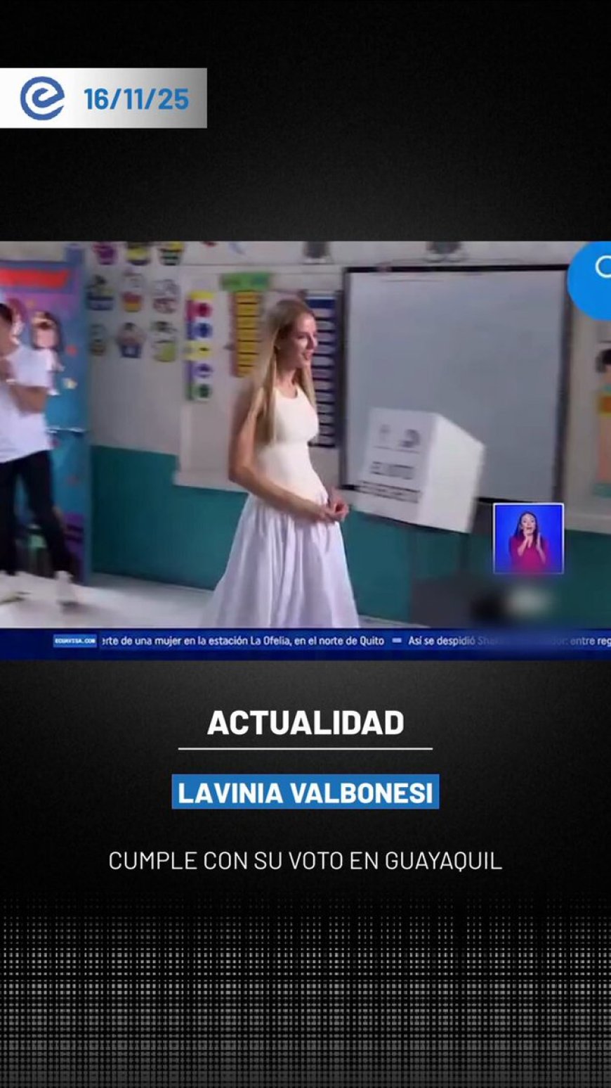 Lavinia Valbonesi vota en Guayaquil junto a Daniel Noboa