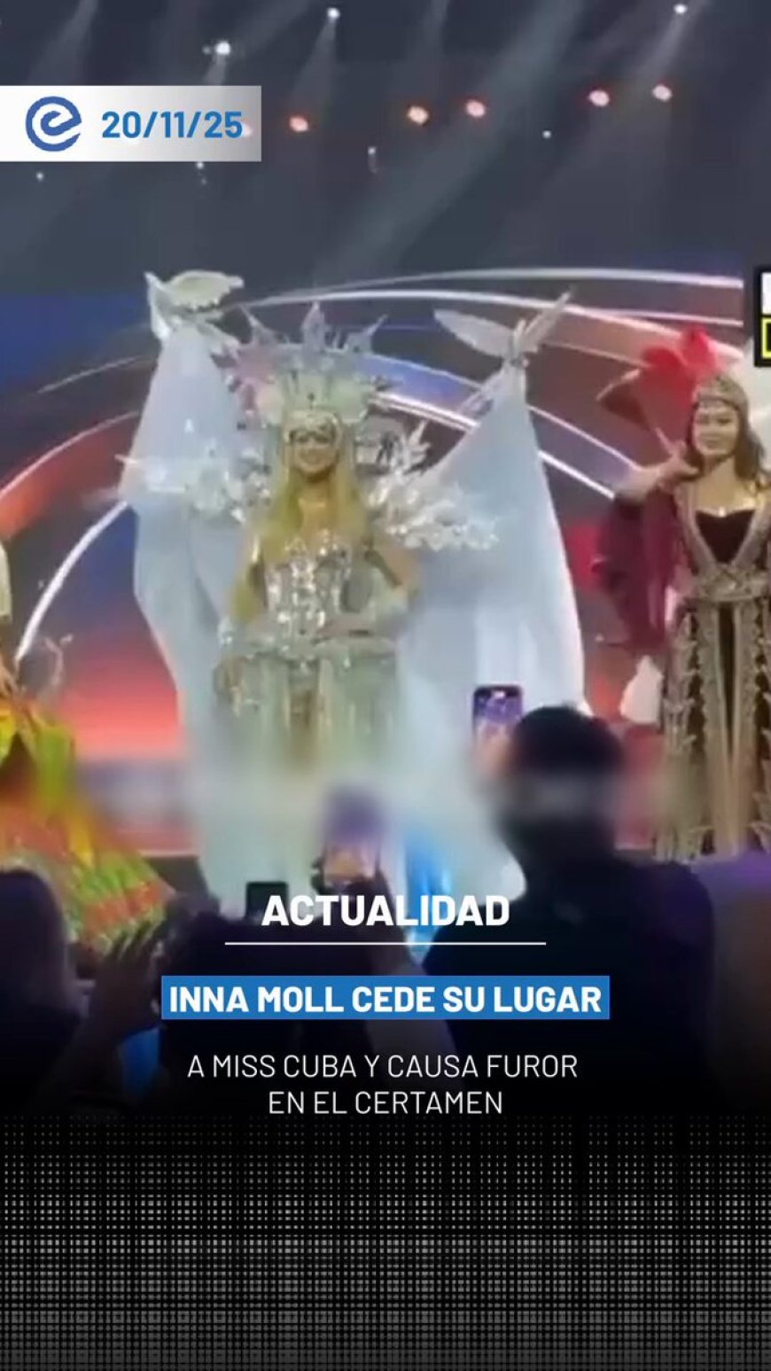 🔵 Gentileza que inspira | Miss Chile cede su espacio a Miss Cuba en pasarela de traje típico