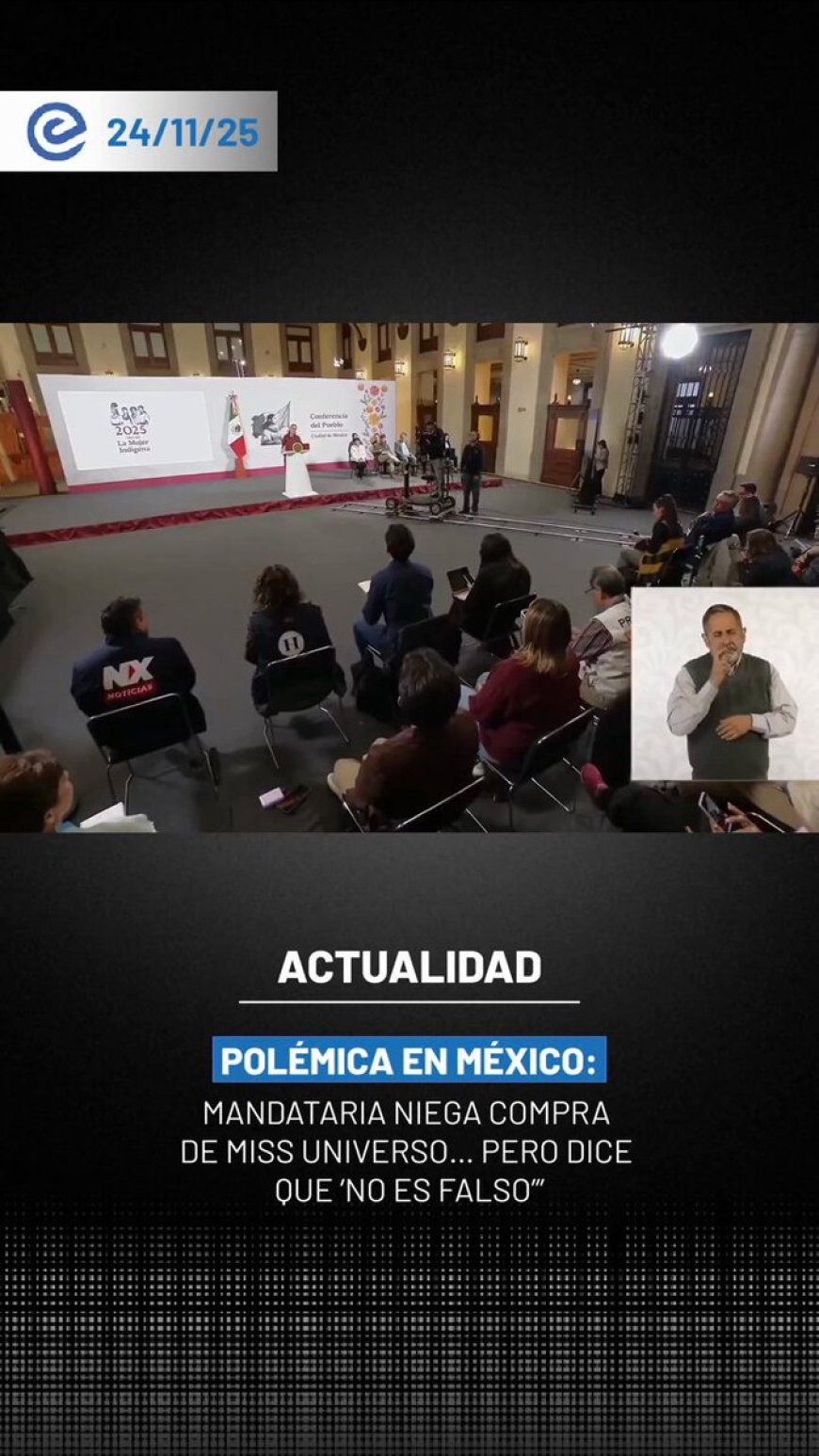🔵 Frente a las acusaciones de falta de transparencia en el jurado, la mandataria mexicana defendió la legitimidad del triunfo de Fátima Bosch en el certamen, sin embargo dice "No es falso".