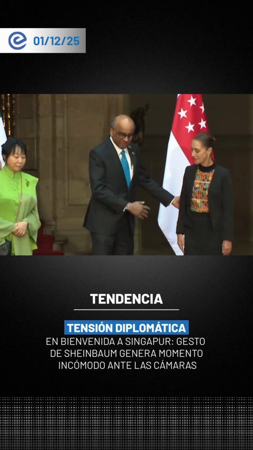 Incómodo momento viral: Presidente de Singapur impide saludo de Sheinbaum a su esposa