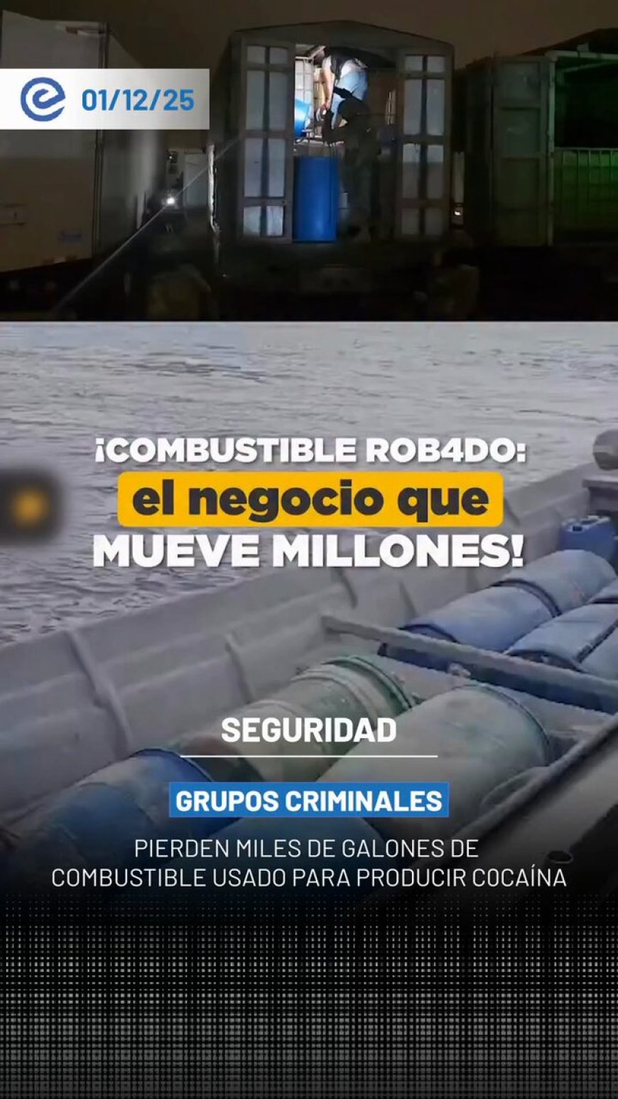 Decomisan miles de galones de gasolina blanca utilizada para la producción de cocaína