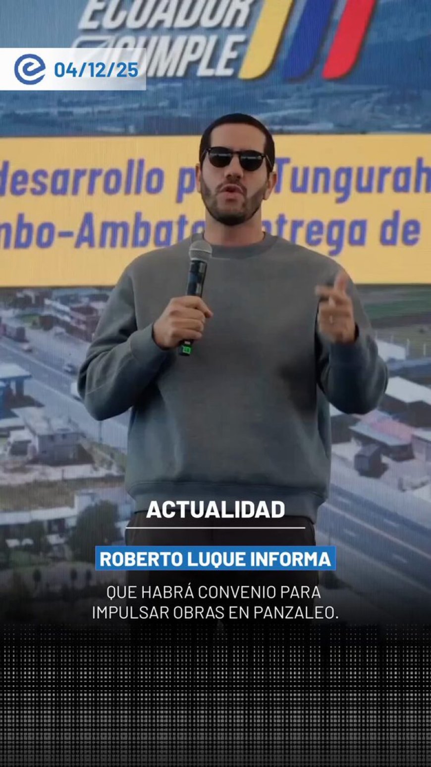 🔵 Avance en la red vial de Cotopaxi: El Gobierno de Noboa ejecuta asfaltado de la E35 en el tramo La Elicia–Minas Antiguas. El ministro Roberto Luque informó a la comunidad sobre la ejecución de la obra, vital para la parroquia Pansaleo, destacando que el trabajo conjunto beneficia a más familias.