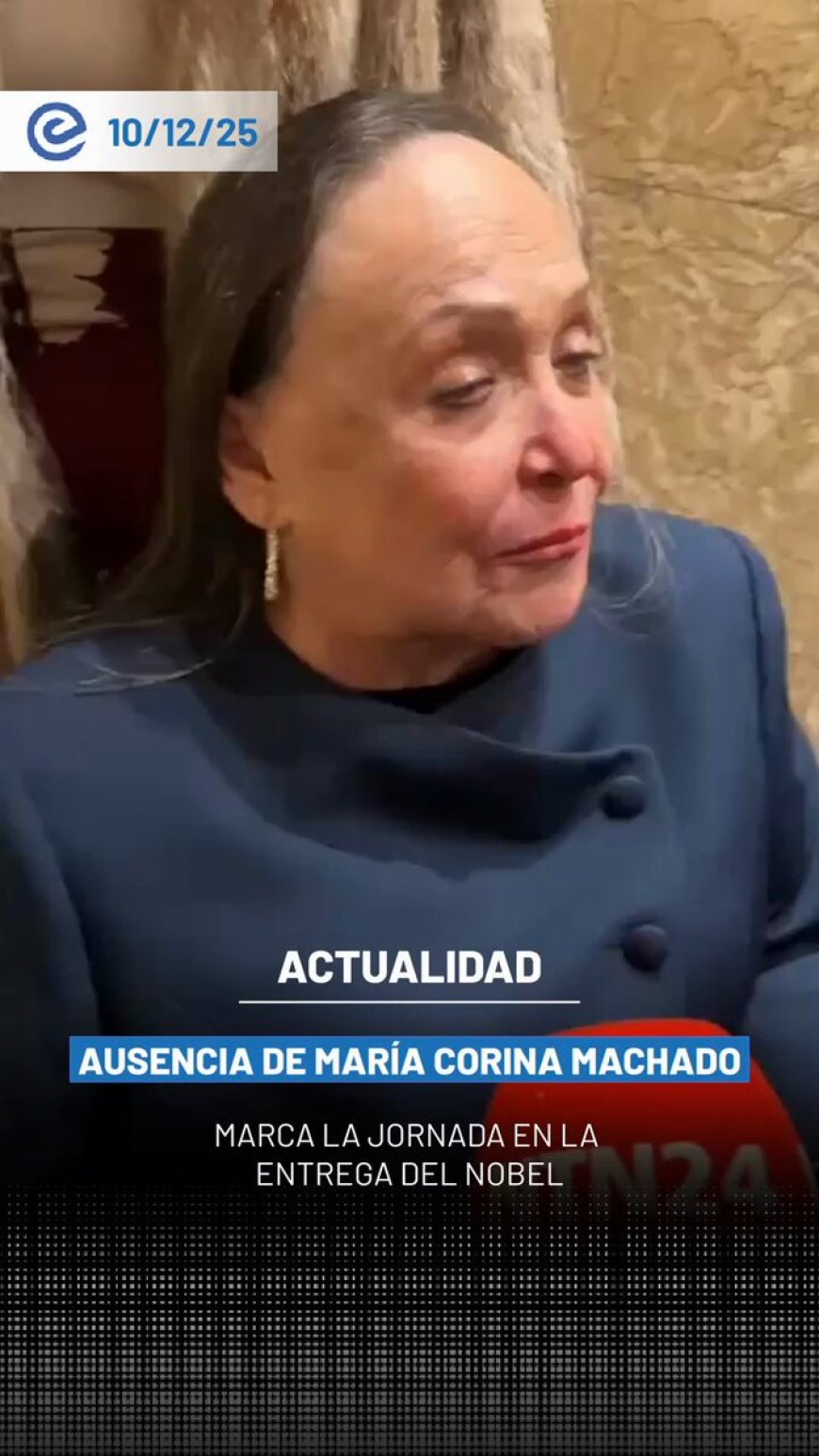 🔵 Corina Parisca, madre de María Corina Machado, confirmó que la dirigente venezolana no podrá asistir a la ceremonia del Premio Nobel de la Paz en Oslo, debido a las condiciones actuales que enfrenta.