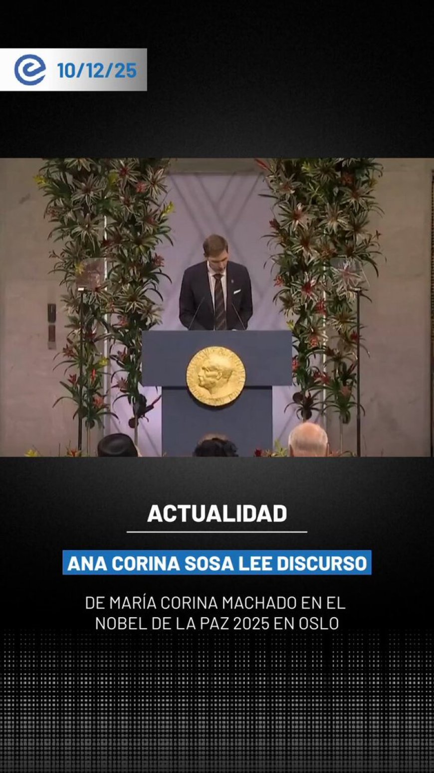 🔵 “La democracia debe luchar para sobrevivir”, fue la frase que marcó el discurso de María Corina Machado, leído por su hija Ana Corina Sosa en Oslo, durante la entrega del Nobel de la Paz 2025.