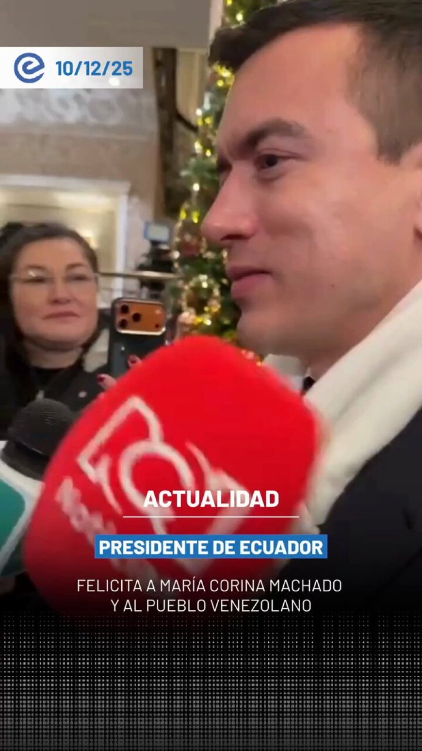 🔵 El presidente Daniel Noboa celebró el Premio Nobel de la Paz otorgado a María Corina Machado, destacando su relevancia para la región y para la lucha democrática en Sudamérica.