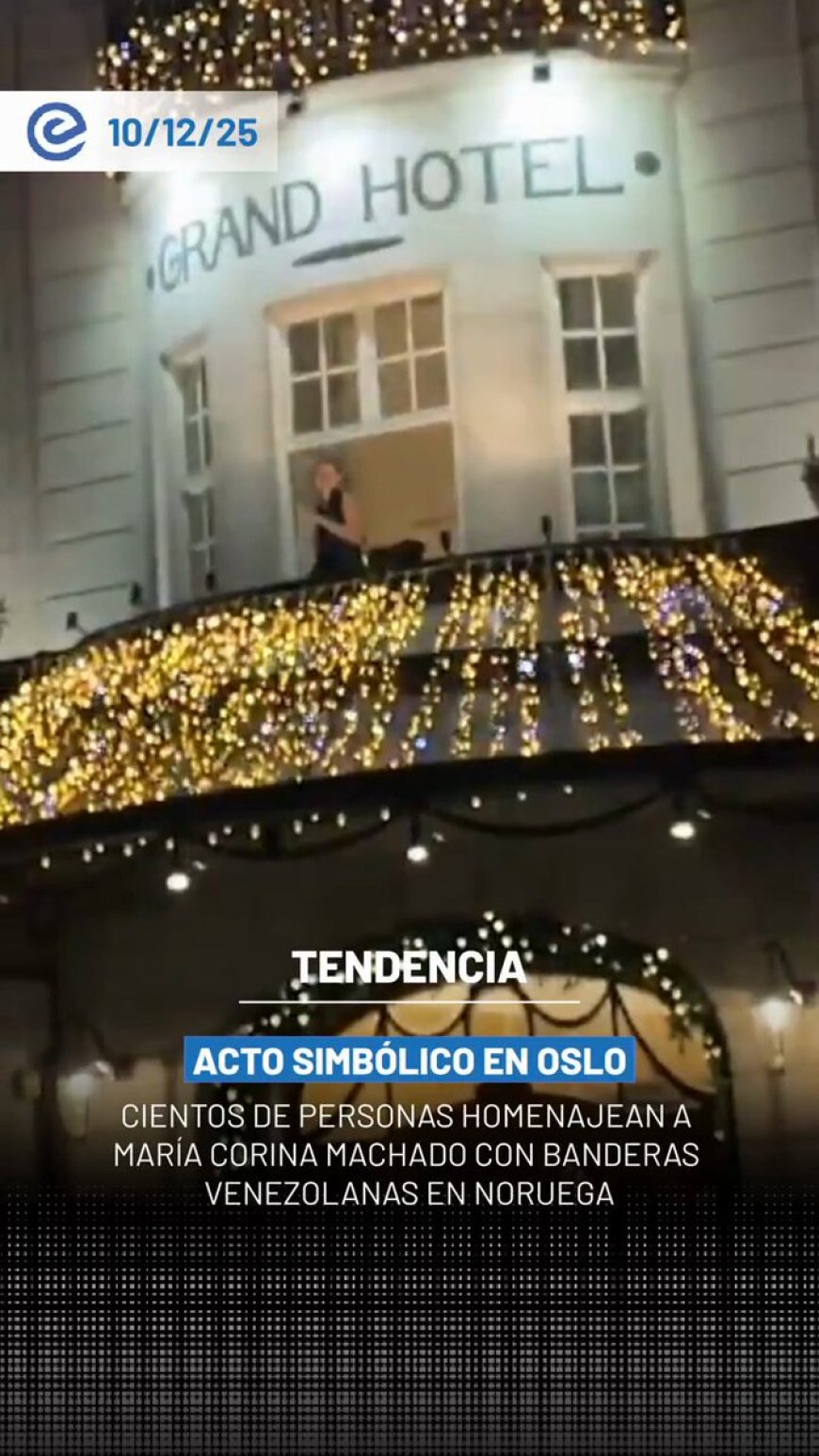🔵 Cientos de manifestantes, muchos con la bandera venezolana al hombro, participaron en la Marcha de las Antorchas en Oslo para honrar a la Premio Nobel de la Paz 2025, María Corina Machado.