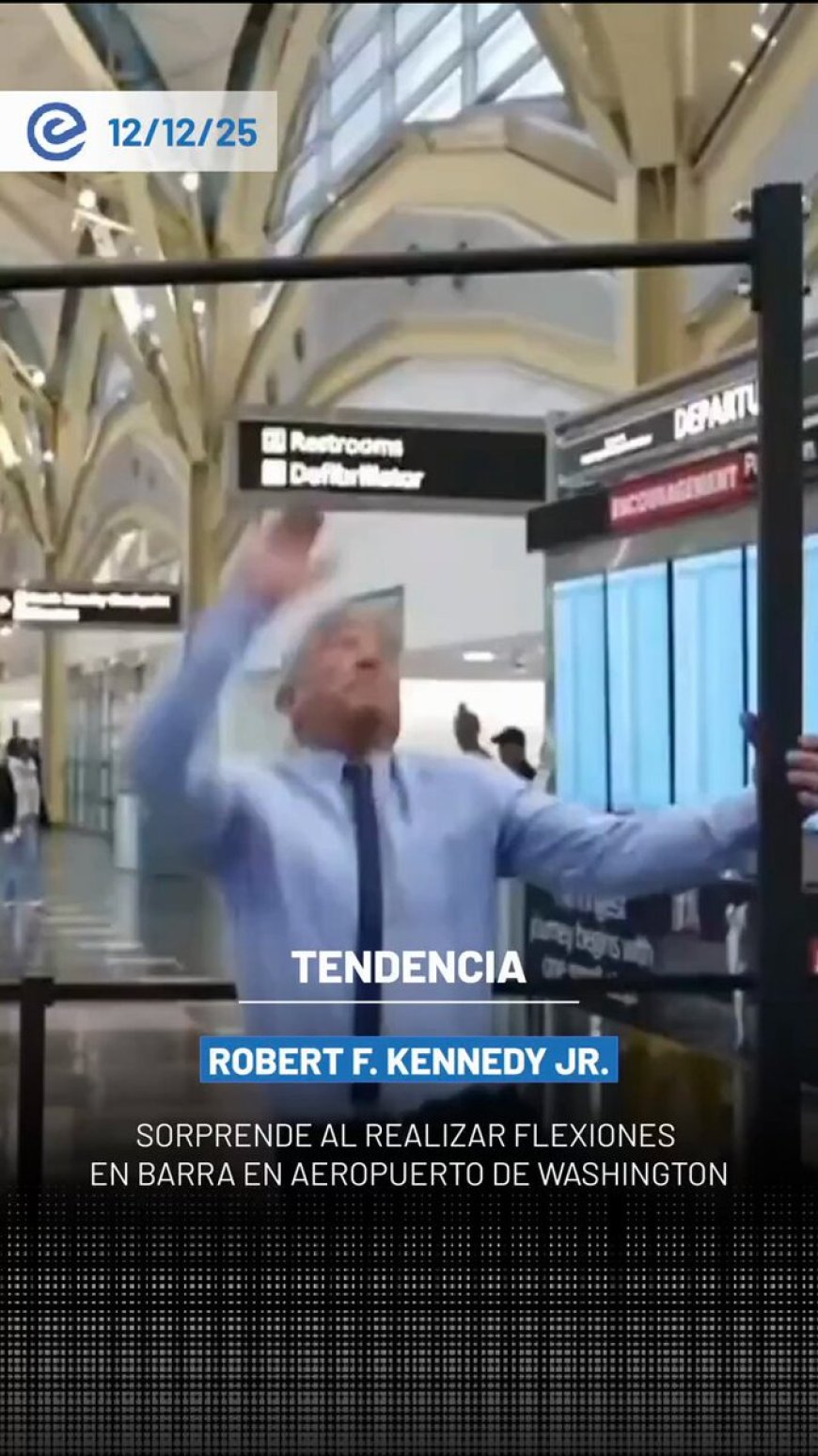 🔵 Robert F. Kennedy Jr., secretario de Salud de EE. UU., se volvió tendencia tras realizar flexiones en barra en pleno aeropuerto Reagan. El gesto, captado por viajeros, desató una ola de reacciones en X y otras plataformas.