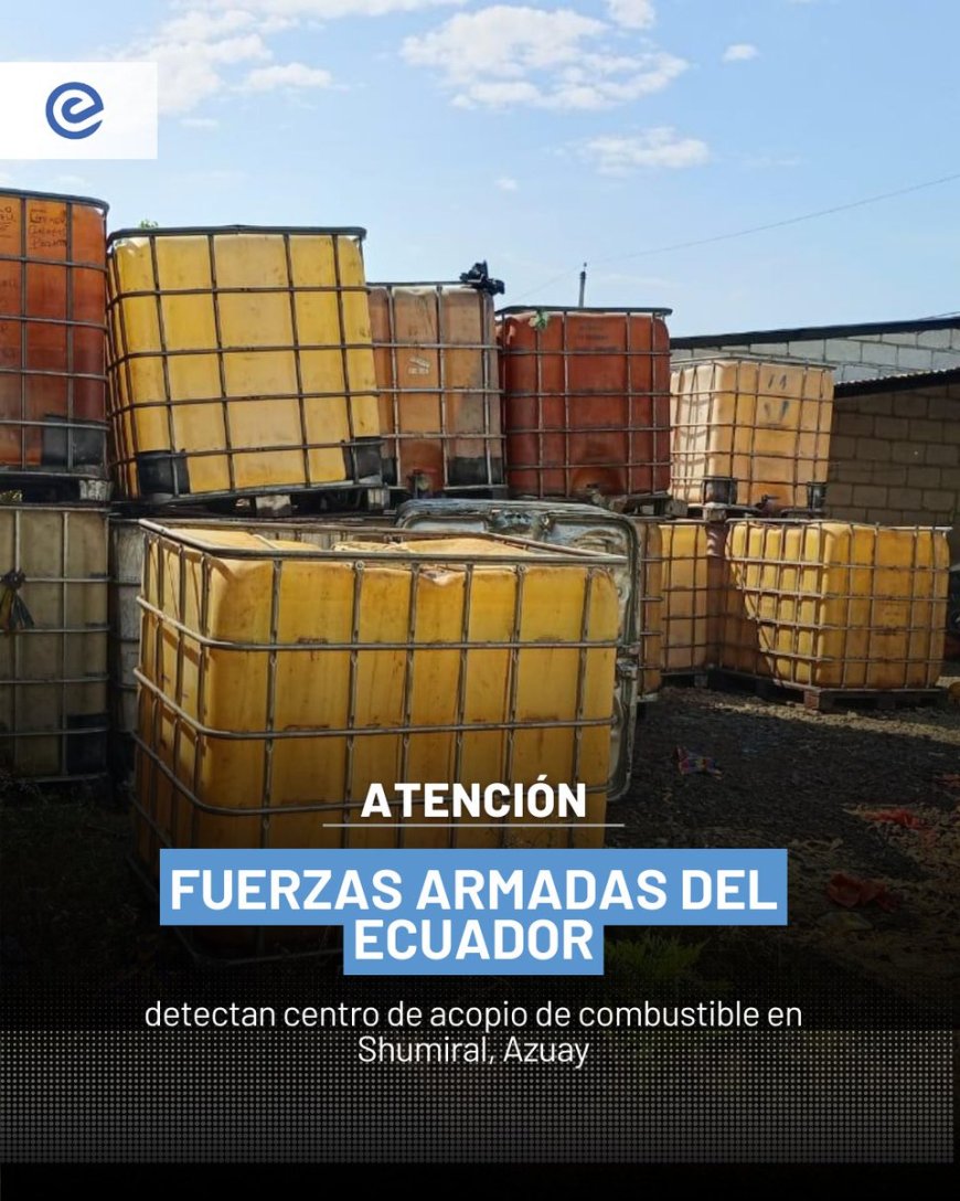 🔵 Inteligencia militar permitió identificar un punto clandestino donde se almacenaban 500 galones de combustible en dos cisternas plásticas. El lugar operaba dentro de una vivienda en el cantón Camilo Ponce Enríquez.