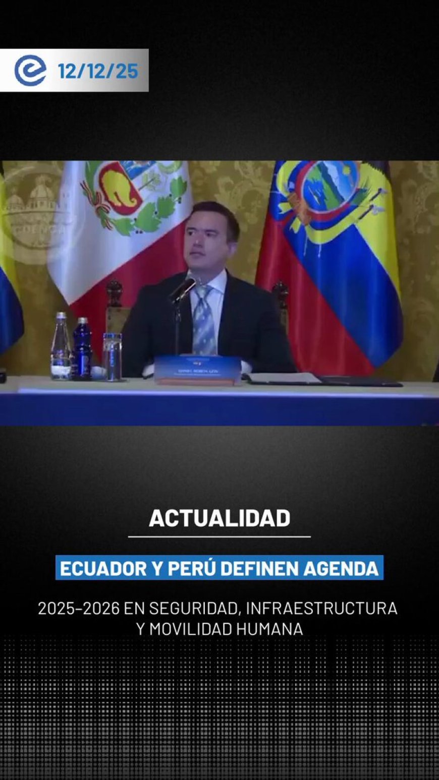🔵 En el Gabinete Binacional Ecuador–Perú, los presidentes Daniel Noboa y José Jerí abordaron una agenda centrada en seguridad: lucha contra el crimen organizado, minería ilegal, tráfico de armas y trata de personas, junto con cooperación en energía, ambiente y movilidad humana.