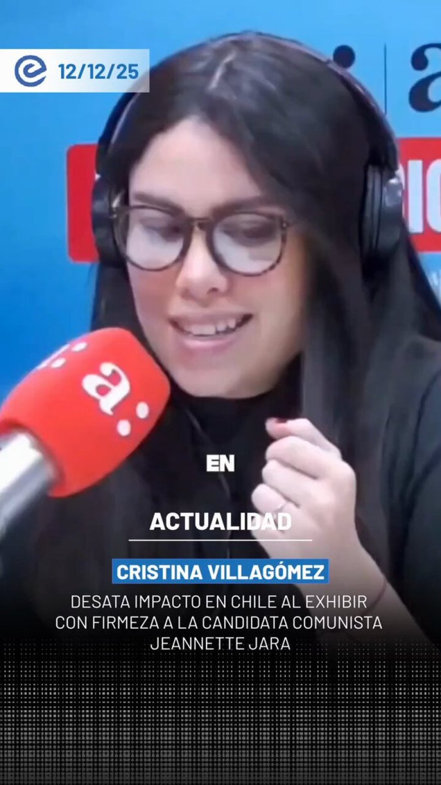 🔵 Cristina Villagómez generó fuerte impacto en Chile al confrontar públicamente a Jeannette Jara, candidata comunista, tras calificar de “golpista” a María Corina Machado, líder opositora venezolana y Premio Nobel de la Paz.