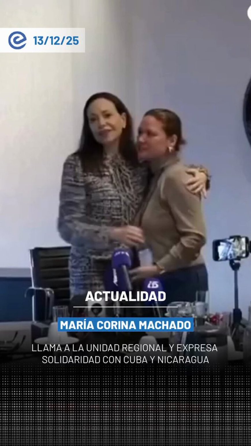 🔵María Corina Machado afirmó que la lucha por la libertad en Venezuela está estrechamente ligada a los procesos democráticos en Cuba y Nicaragua.