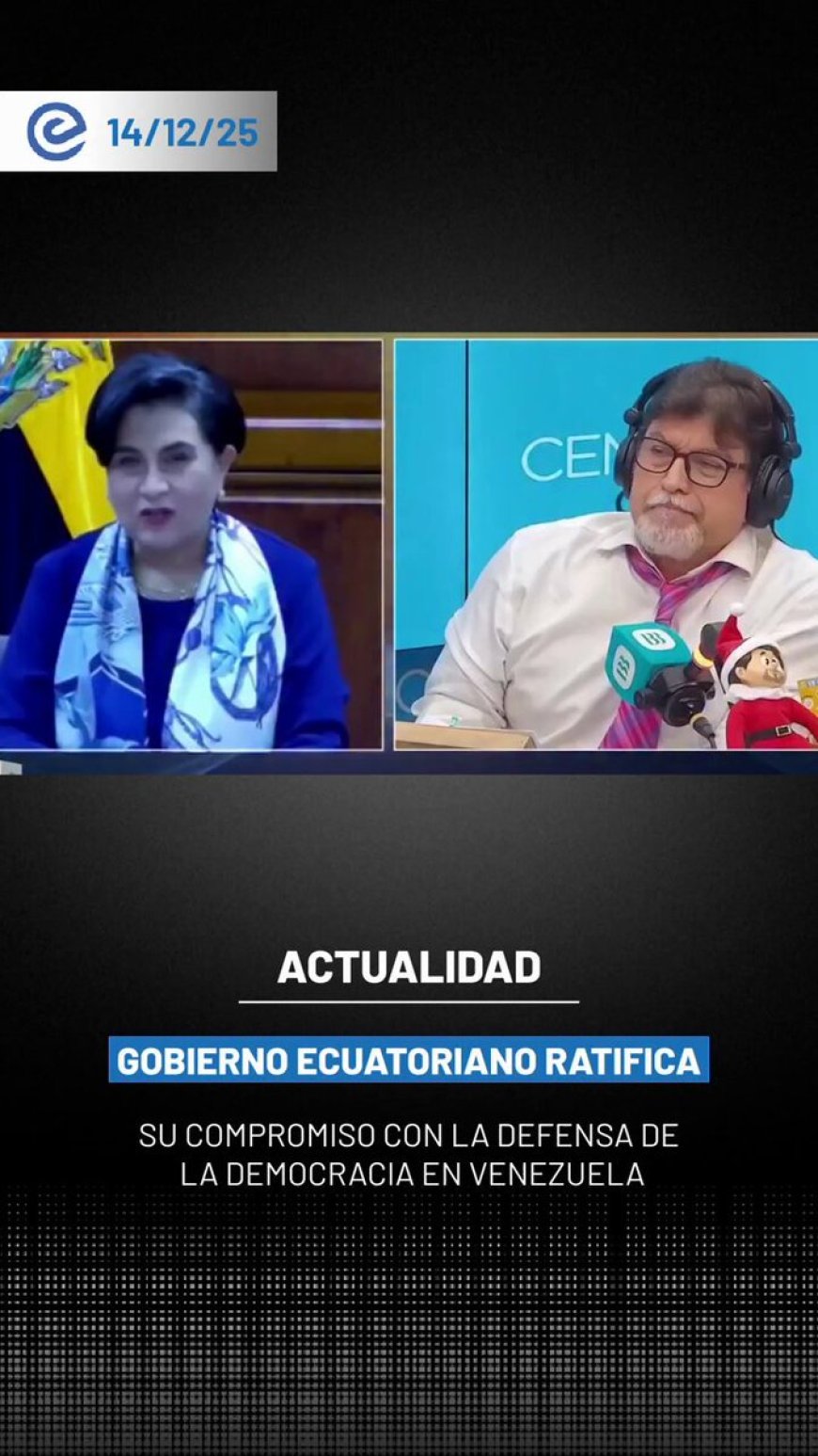 🔵 La canciller Gabriela Sommerfeld ratificó la decisión del Gobierno ecuatoriano de respaldar la defensa de la democracia, el Estado de derecho y la voluntad popular en Venezuela.