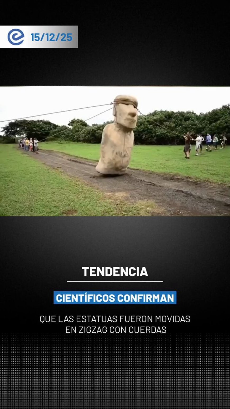 🔵 Un nuevo estudio científico confirma cómo los gigantescos moai de la Isla de Pascua fueron transportados desde las canteras hasta sus ubicaciones finales: mediante cuerdas y un movimiento controlado en zig-zag que los hacía “caminar” erguidos.